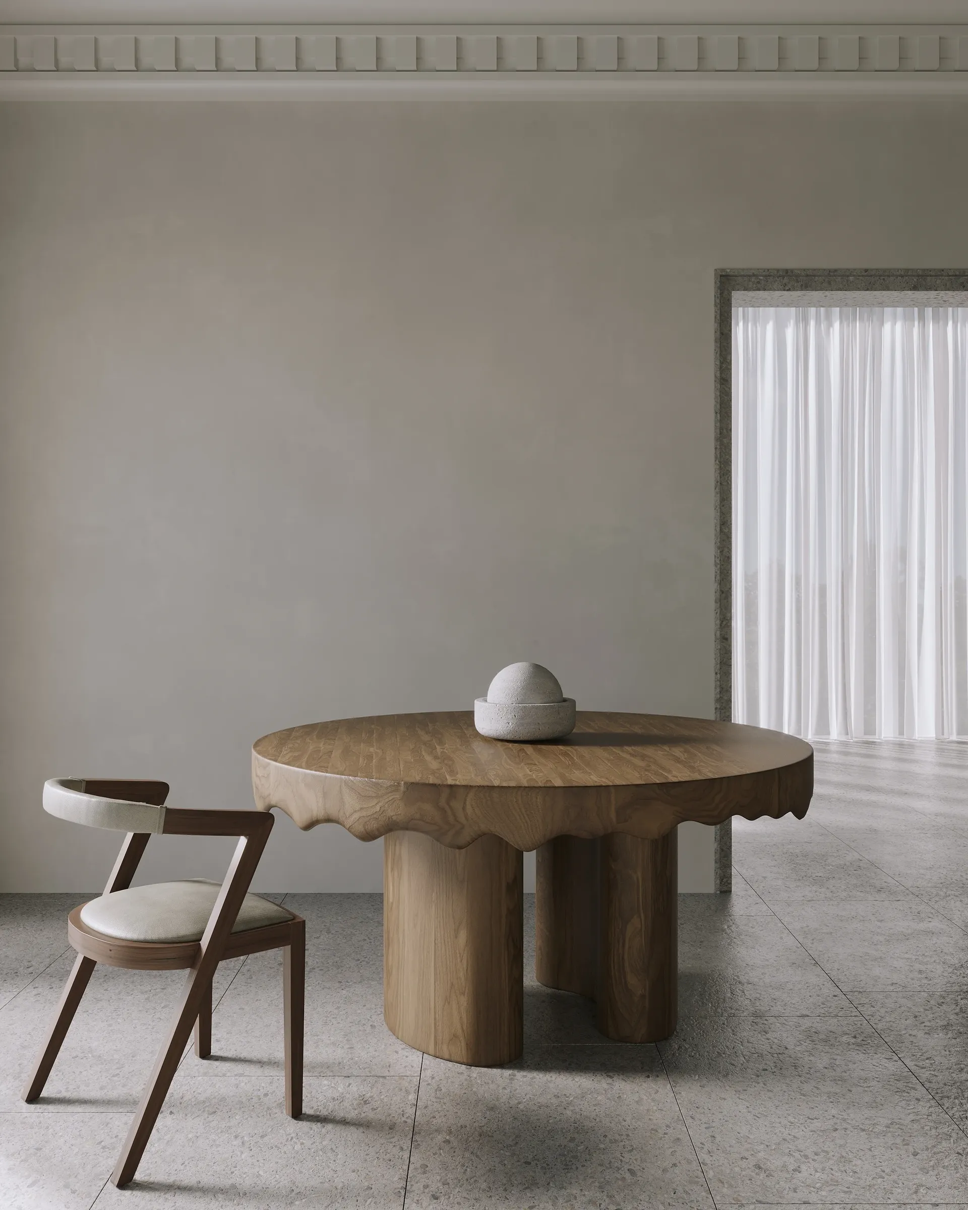 Melt Halo Dining Table in wood finish